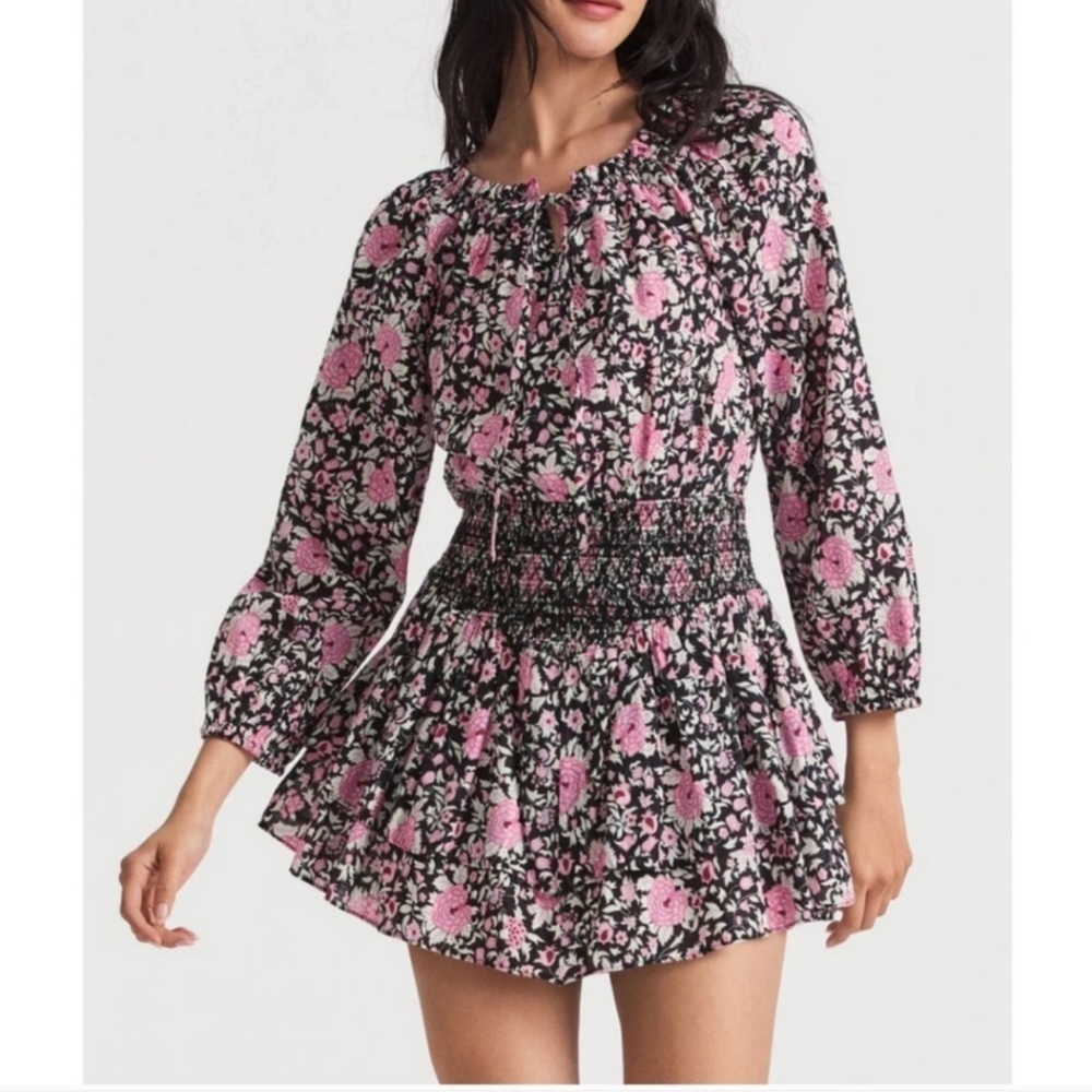 LoveShackFancy Netra Raspberry Spice Latte Mini Dress - Picture 1 of 7